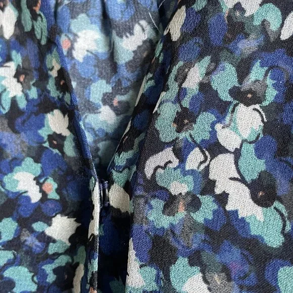 Veronica Beard Dress Anjali Ruched Blue Floral Print Silk Mini Length Womens 14 - Picture 6 of 14